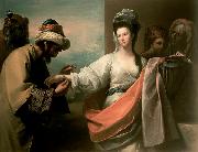 Benjamin West Isaac s servant trying the bracelet on Rebecca s arm oil on canvas